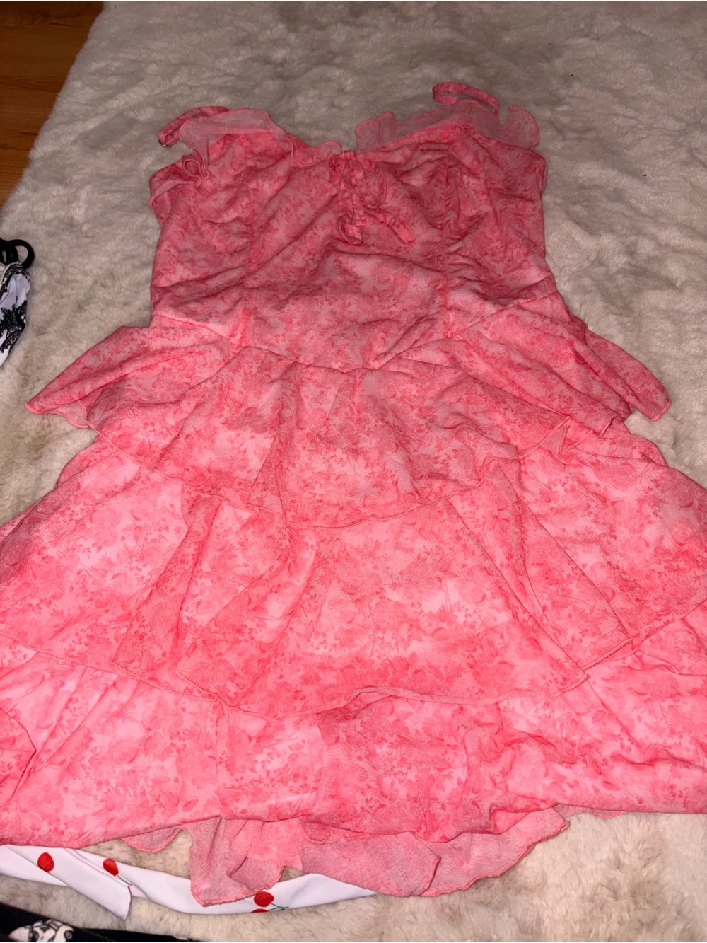 Pink Floral Tiered Summer Dress